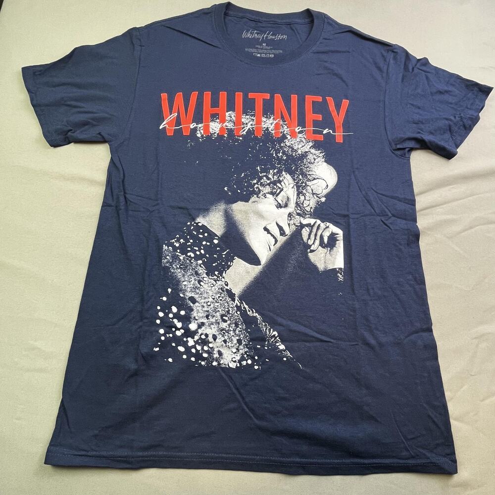 Whitney Houston Shirt Mens Medium Blue Portrait Graphic Concert Music T-Shirt